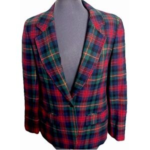 Vintage Pendleton Womens Wool Blazer Size 6 Tartan Plaid USA